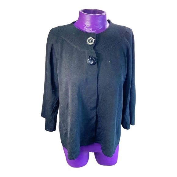 Cable & Gauge black drapey double button viscose nylon cardigan L - Picture 1 of 9